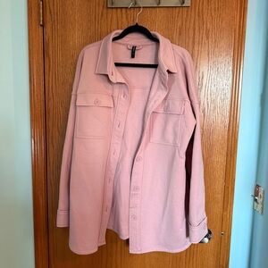 Light Pink Women's Overshirt - Relaxed Button-Front